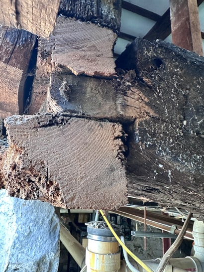 Old wood basement support posts
