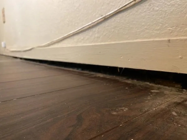 Sagging or uneven floor in a home